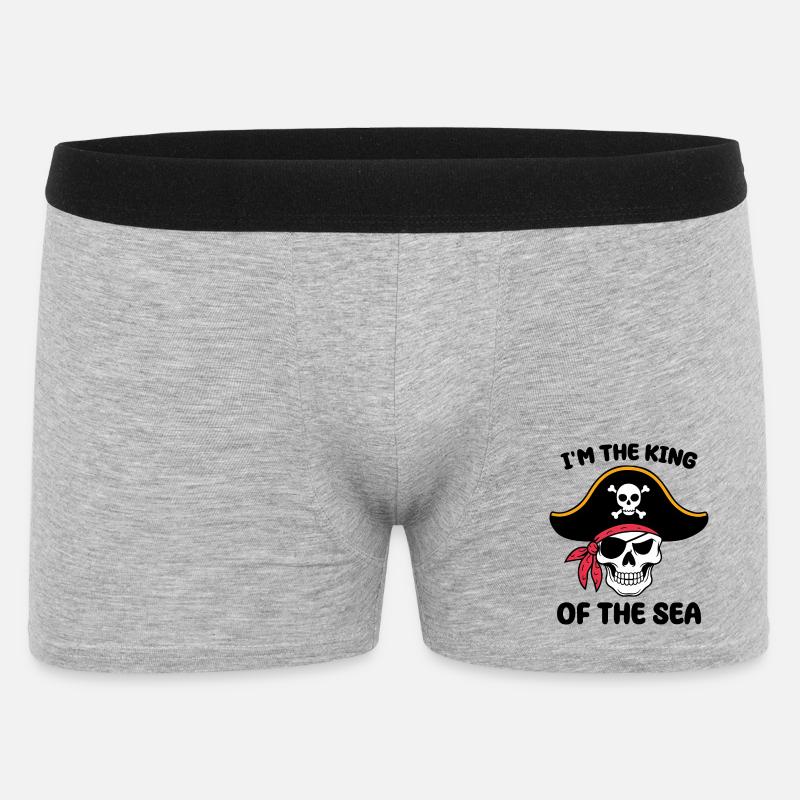 Teschio pirata con benda sull'occhio - Boxer da uomo - grigio melange