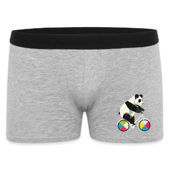Panda on Bicycle – Funny & Creative Illustration - Men's Boxer Shorts - heather grey - Front