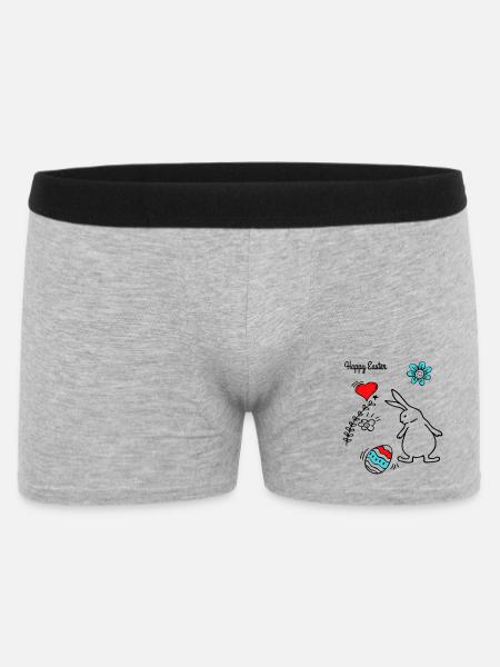 Happy Easter - Männer Boxer Shorts - Grau meliert