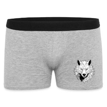 Mystischer Wolfgesicht Druck - Männer Boxer Shorts - Grau meliert - Vorne