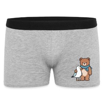 Cute Bear and Bird Design - Men's Boxer Shorts - heather grey - Front