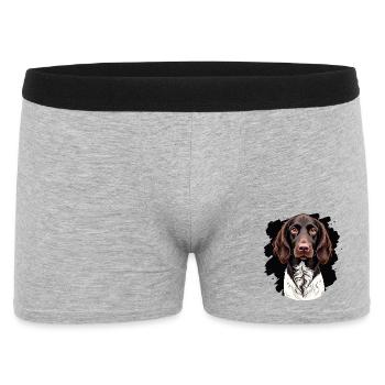 Little Münsterlander on a black background - Men's Boxer Shorts - heather grey - Front
