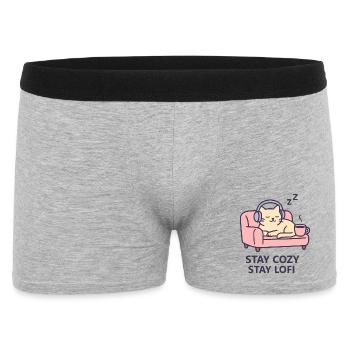 Lofi Cat Hoodie – Stay Cozy Stay Lofi Vibes - Männer Boxer Shorts - Grau meliert - Vorne