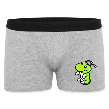 Raupe Boden Loch süß lächelt freundlich glücklich - Männer Boxer Shorts - Grau meliert - Vorne