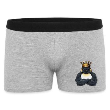 Strong Penguin King Cartoon Fitness Portrait - Men's Boxer Shorts - heather grey - Front