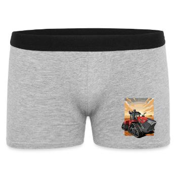 Traktor im Sonnenuntergang mit Kettenlaufwerk - Männer Boxer Shorts - Grau meliert - Vorne