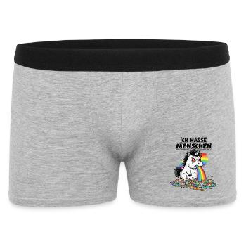 Je déteste les gens Licorne Vomir Arc-en-ciel Drôle - Boxer Homme - gris chiné - Devant