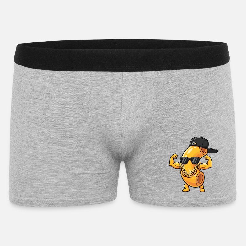 Mac n Cheese lustige Geschenkidee - Männer Boxer Shorts - Grau meliert
