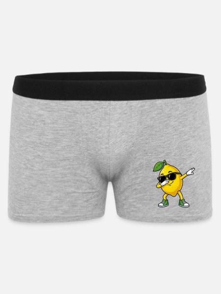 Funny Lemon in Dab Pose Cartoon - Men's Boxer Shorts - heather grey