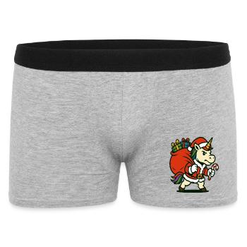 Licorne du Père Noël Fort avec Sac Cadeau - Boxer Homme - gris chiné - Devant
