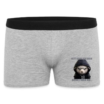 Nett kann ich auch – Bring nix - Männer Boxer Shorts - Grau meliert - Vorne