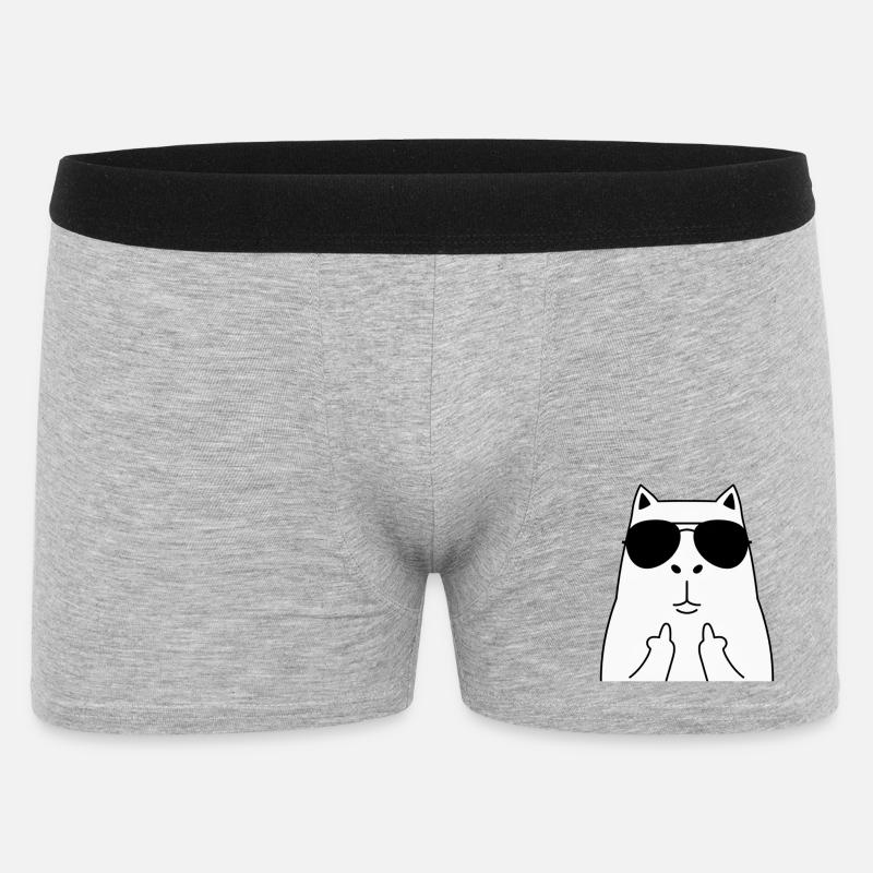 Katzengesicht mit Sonnenbrille - Männer Boxer Shorts - Grau meliert