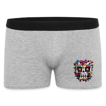 Crâne géométrique – Art pixelisé coloré - Boxer Homme - gris chiné - Devant