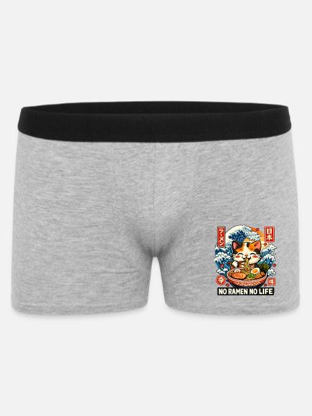 Ramen Cat Kanagawa - Men's Boxer Shorts - heather grey