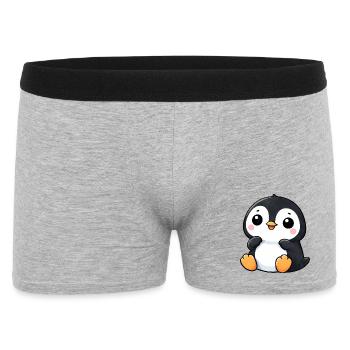 Süßer Pinguin Cartoon Seerose Lachen Freude - Männer Boxer Shorts - Grau meliert - Vorne