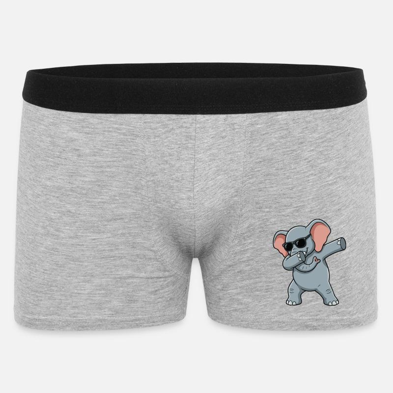 Éléphant drôle dans le style dab - Boxer Homme - gris chiné