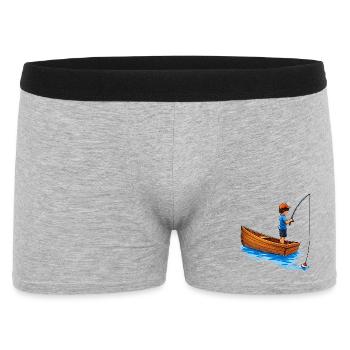 Illustration de garçon pêchant en bateau - Boxer Homme - gris chiné - Devant