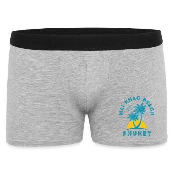 Phuket Mai Khao Strand, Palmensonnenuntergang - Männer Boxer Shorts - Grau meliert - Vorne