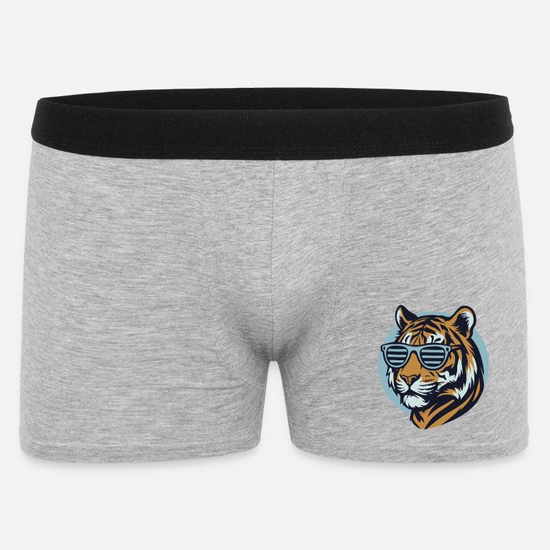 Tiger mit Sonnenbrille – Retro Pop-Style - Männer Boxer Shorts - Grau meliert
