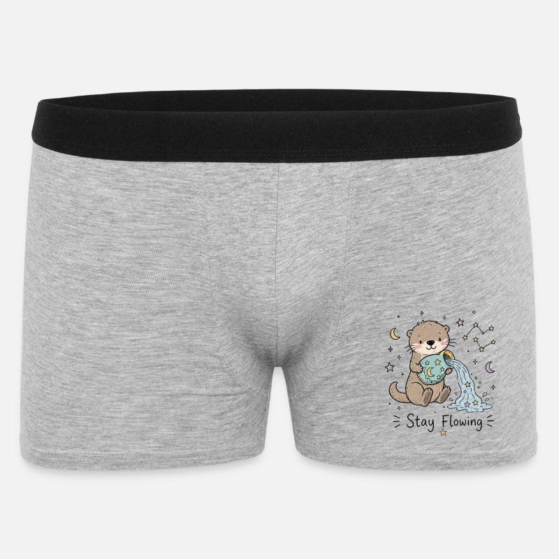 Astro-Wassermann Otter – Stay Flowing - Männer Boxer Shorts - Grau meliert