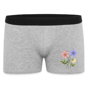 Blumen - Männer Boxer Shorts - Grau meliert - Vorne