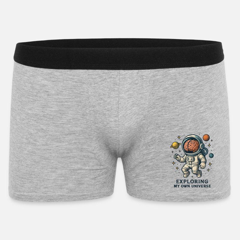 Kosmischer Kopfastronaut - Männer Boxer Shorts - Grau meliert