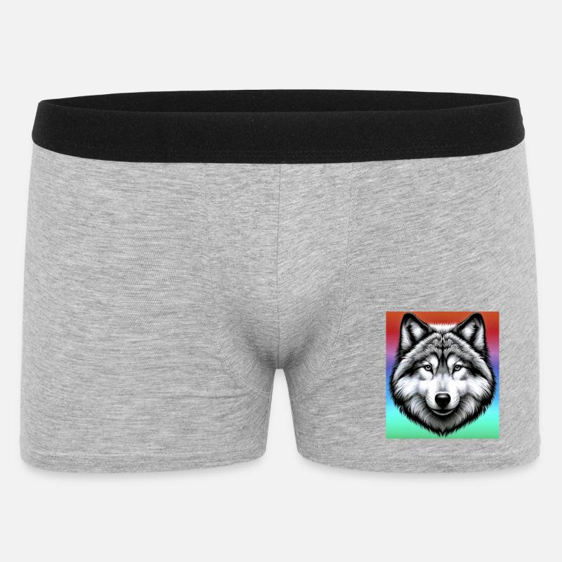 Wolf - Männer Boxer Shorts - Grau meliert