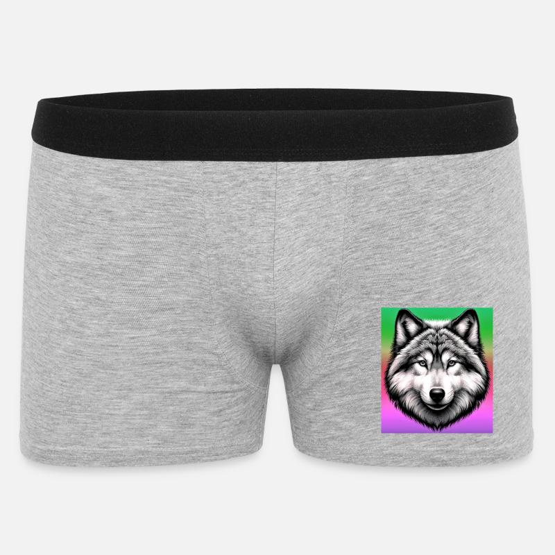Wolf - Männer Boxer Shorts - Grau meliert
