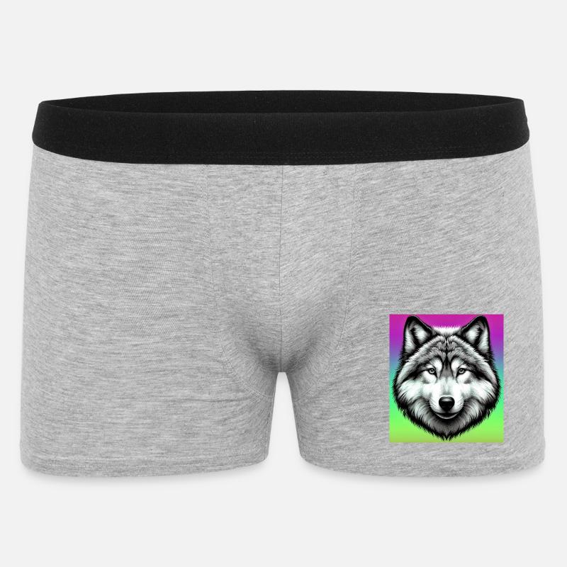 Wolf - Männer Boxer Shorts - Grau meliert