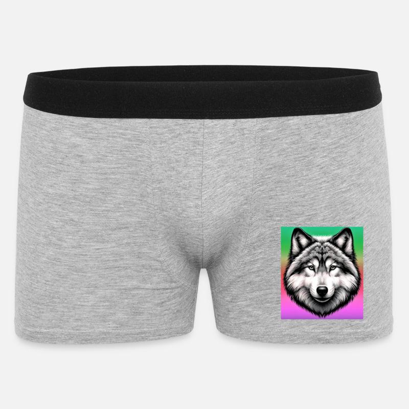 Wolf - Männer Boxer Shorts - Grau meliert