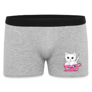Chat Purrfect dans une tasse de thé rose - Boxer Homme - gris chiné - Devant