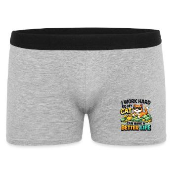 Ich arbeite hart: Katze verdient ein besseres Lebe - Männer Boxer Shorts - Grau meliert - Vorne