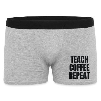 Teach Coffee Repeat - Teacher Gift - Men's Boxer Shorts - heather grey - Front