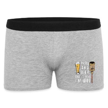 Pyro Und Bier - Männer Boxer Shorts - Grau meliert - Vorne
