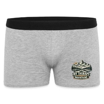 My Therapy Has Mountains | Hiking Design - Männer Boxer Shorts - Grau meliert - Vorne