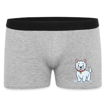 Kleiner West Highland-Terrier (Comic) - Männer Boxer Shorts - Grau meliert - Vorne