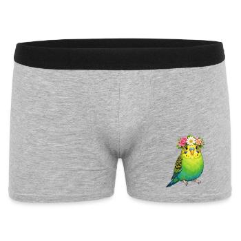 Wellensittich - Männer Boxer Shorts - Grau meliert - Vorne