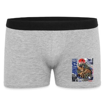 Powered by Catnip and Naps – Gemütliche Bengal Kat - Männer Boxer Shorts - Grau meliert - Vorne