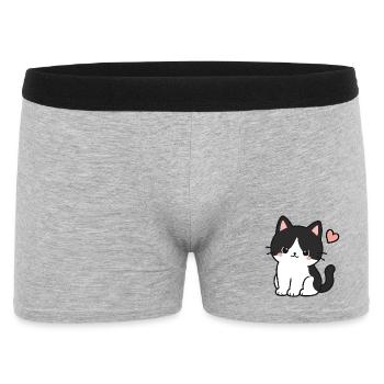 Chat noir mignon avec le cœur - Boxer Homme - gris chiné - Devant