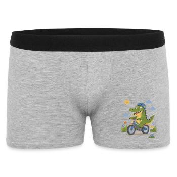 Crocodile riding a bicycle with helmet - Men's Boxer Shorts - heather grey - Front