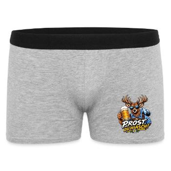 Prost du Hiasch - Prost du Hirsch - Volksfest - Männer Boxer Shorts - Grau meliert - Vorne
