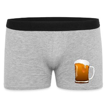 Bierkrug mit Schaum - Männer Boxer Shorts - Grau meliert - Vorne