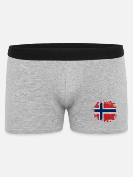 Klecks Norwegen Norwegische - Flagge Geschenk - Männer Boxer Shorts - Grau meliert
