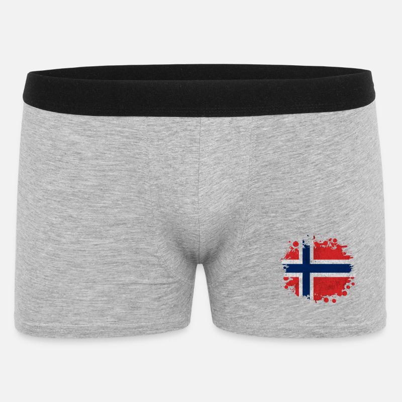Klecks Norwegen Norwegische - Flagge Geschenk - Männer Boxer Shorts - Grau meliert
