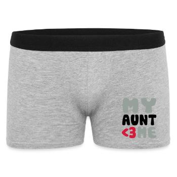 My aunt loves me - Meine Tante liebt mich - Männer Boxer Shorts - Grau meliert - Vorne
