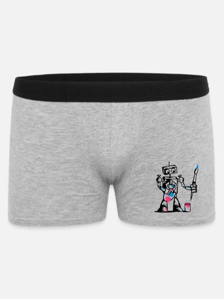 A robot with a paintbrush - Men's Boxer Shorts - heather grey