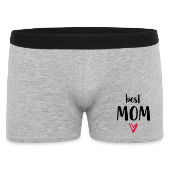 best Mom I Herz Geschenk Mama Mutter Mutti Mami - Männer Boxer Shorts - Grau meliert - Vorne