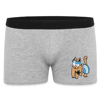 Katze smartphone Fitness lustig Sport Training - Männer Boxer Shorts - Grau meliert - Vorne