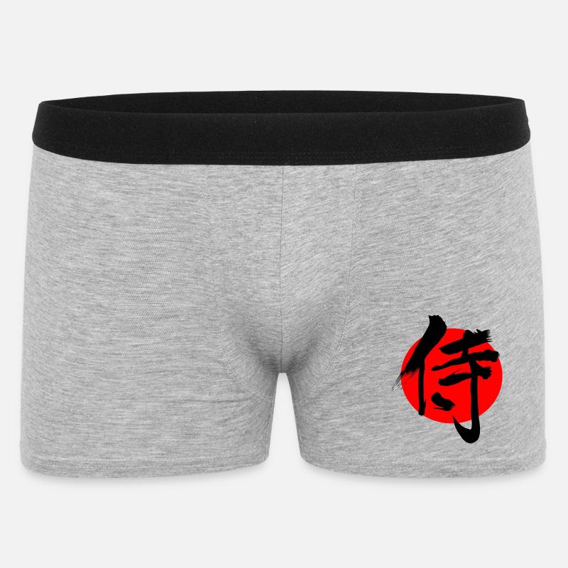 Samurai in scrittura kanji giapponese sole rosso - Boxer da uomo - grigio melange