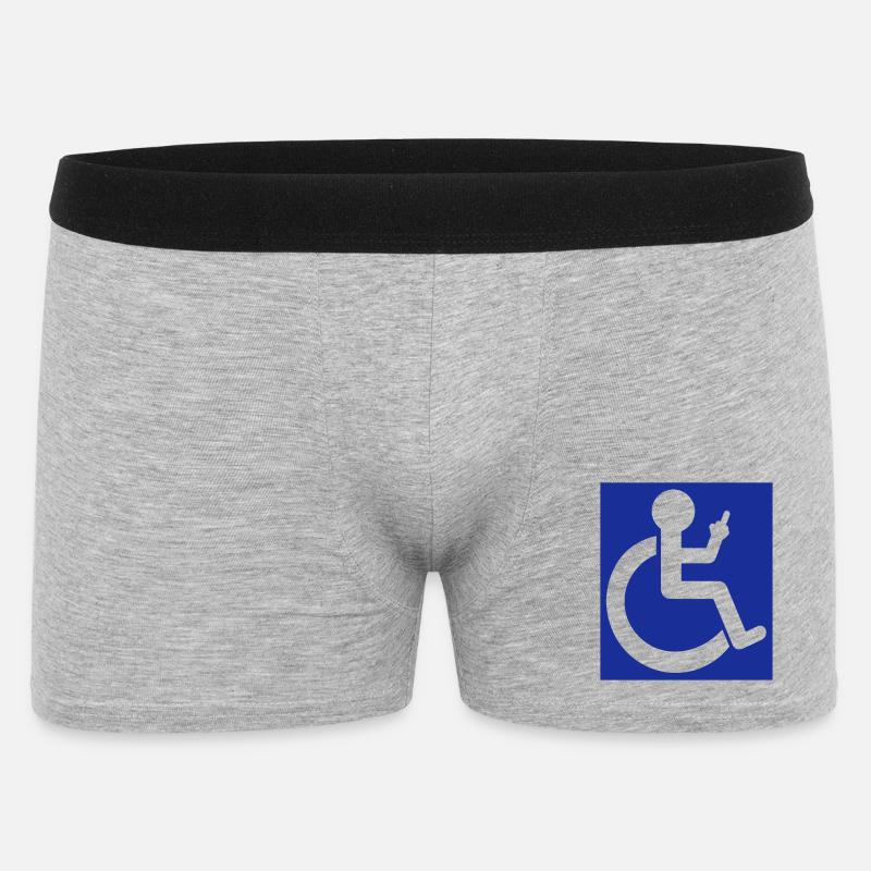 Rollstuhlfahrer hebt den Mittelfinger # - Männer Boxer Shorts - Grau meliert